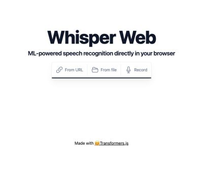 Whisper Web official demo with URL file and microphone audio inputs